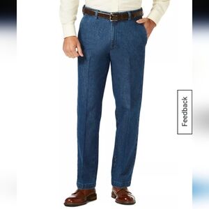 Haggar®Stretch Denim Trousers, Blue 42 X 29